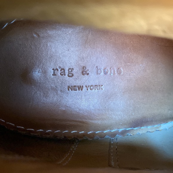 Rag & Bone Harrow Tan Suede Distressed Leather Harness Heeled Ankle Boots 6.5 - Picture 8 of 9